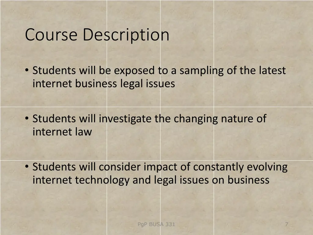 course description