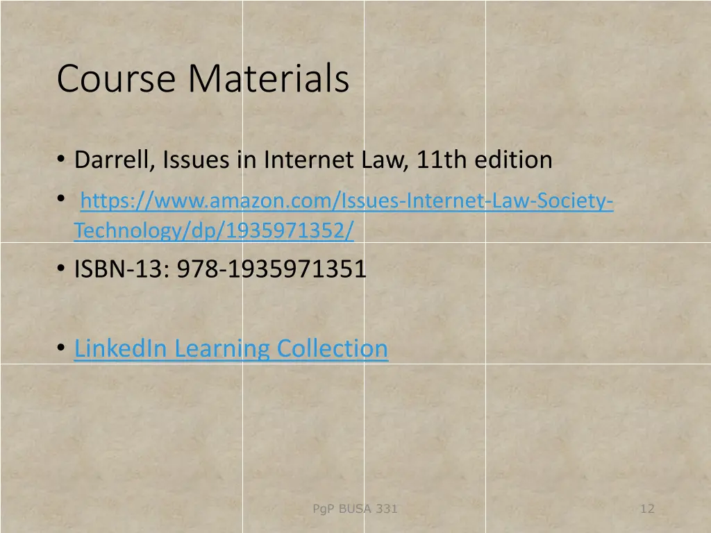 course materials