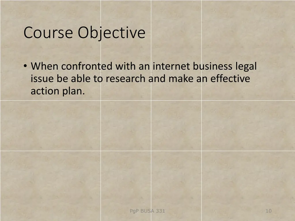 course objective