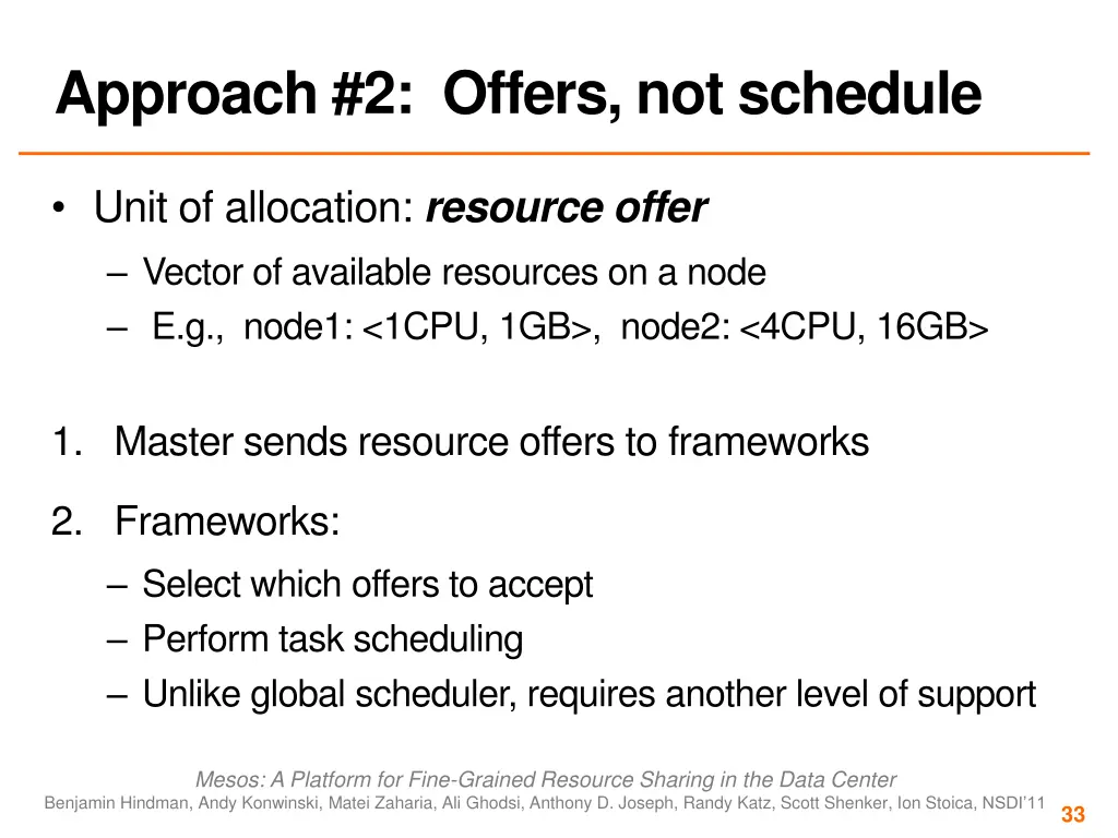 approach 2 offers not schedule