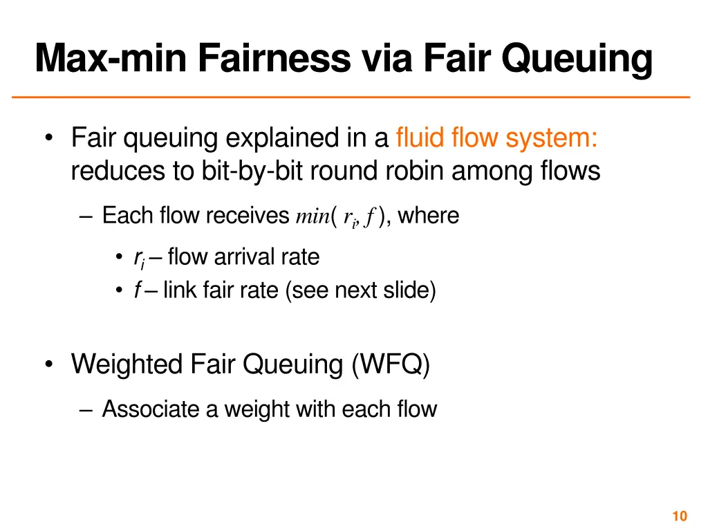 max min fairness via fair queuing