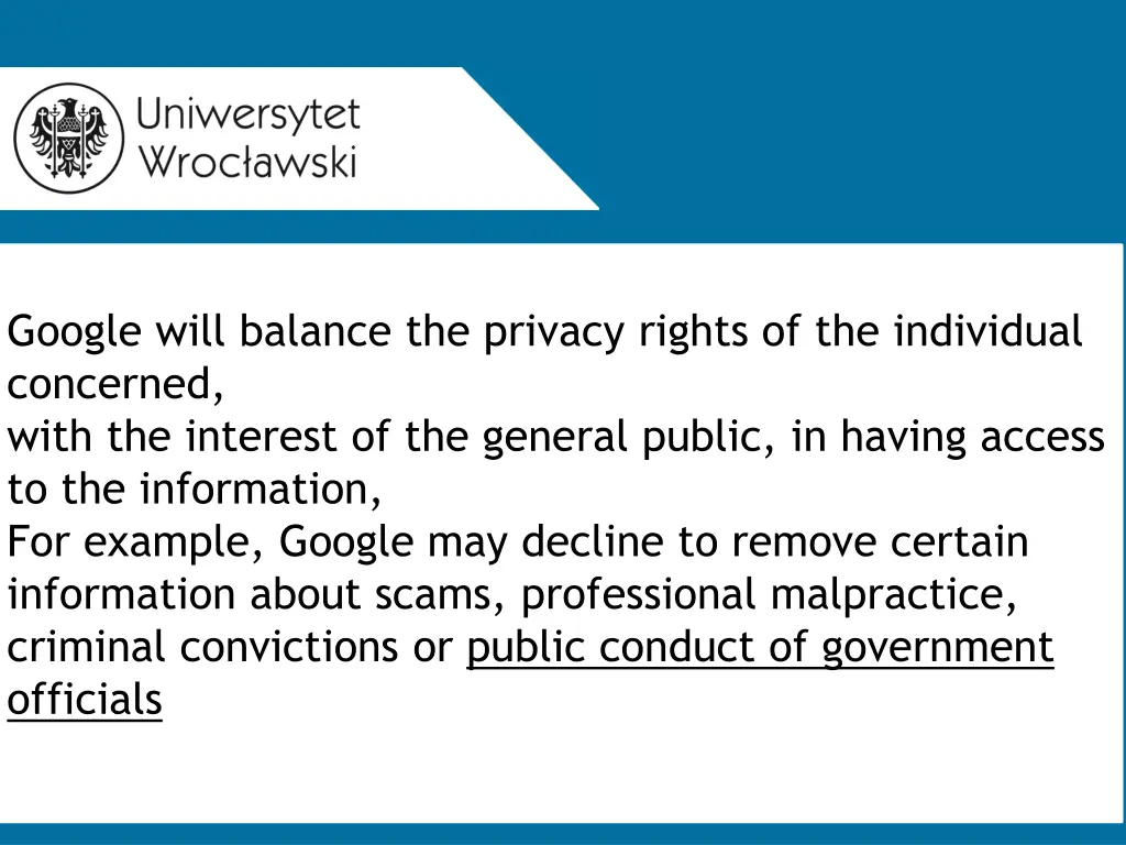 google will balance the privacy rights