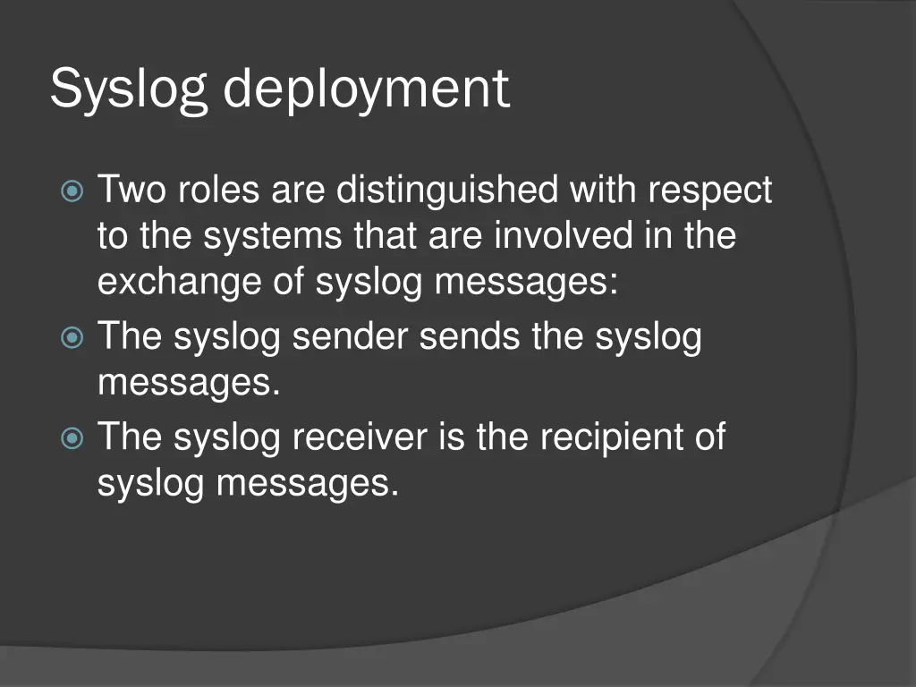syslog deployment