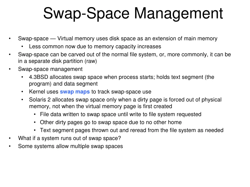 swap space management