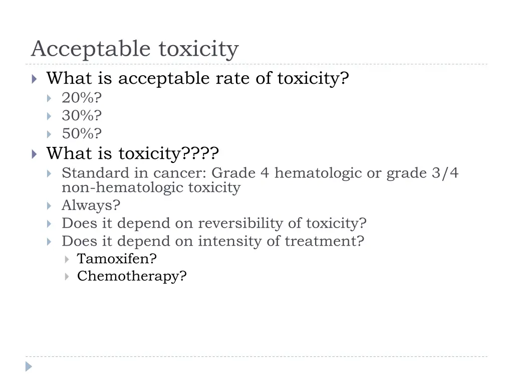 acceptable toxicity what is acceptable rate