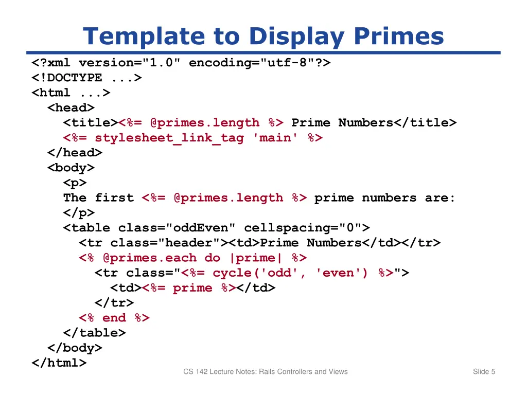 template to display primes xml version
