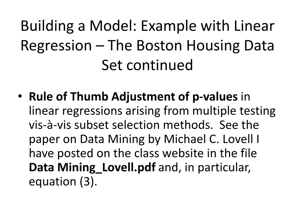 building a model example with linear regression 1