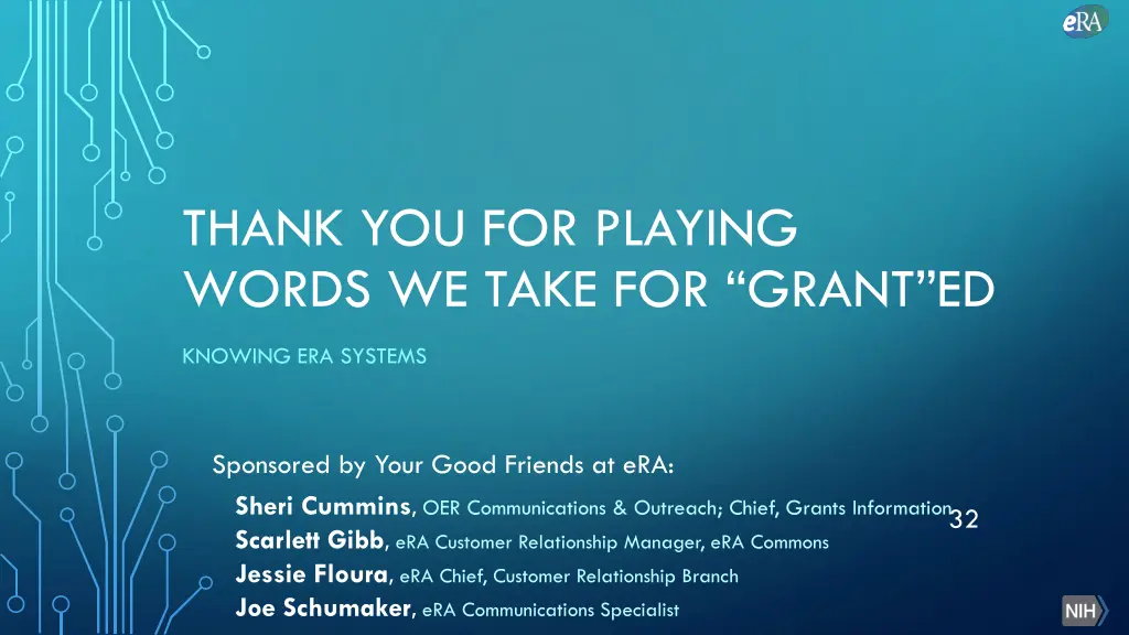 thank you for playing words we take for grant ed