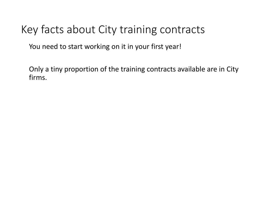 key facts about city training contracts