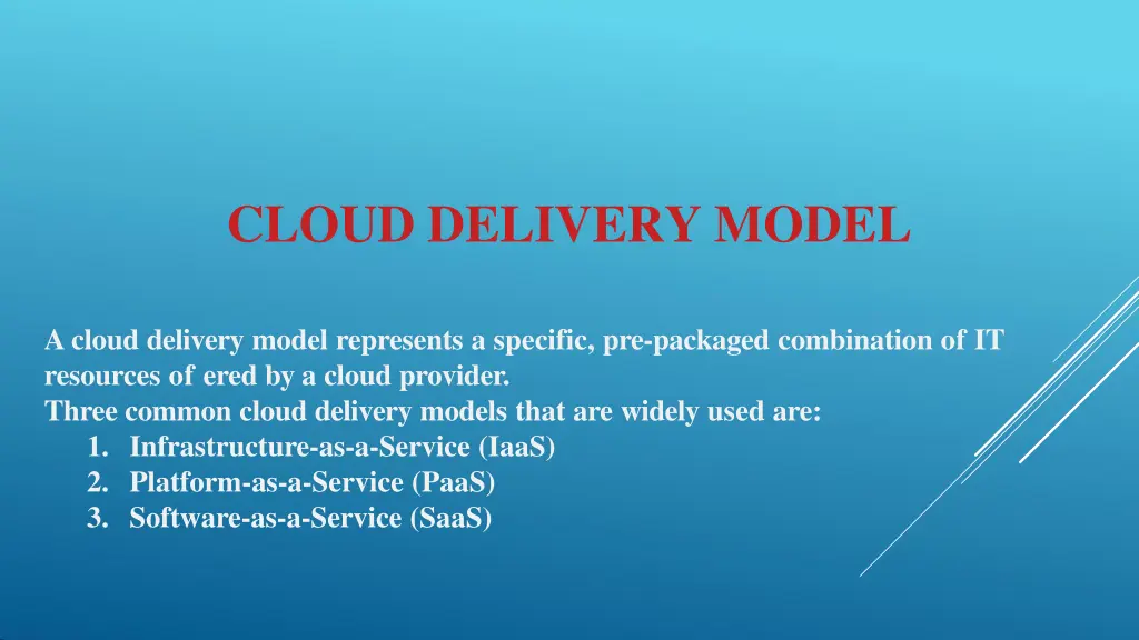 cloud delivery model