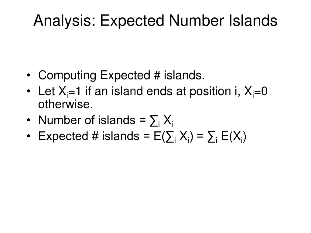 analysis expected number islands