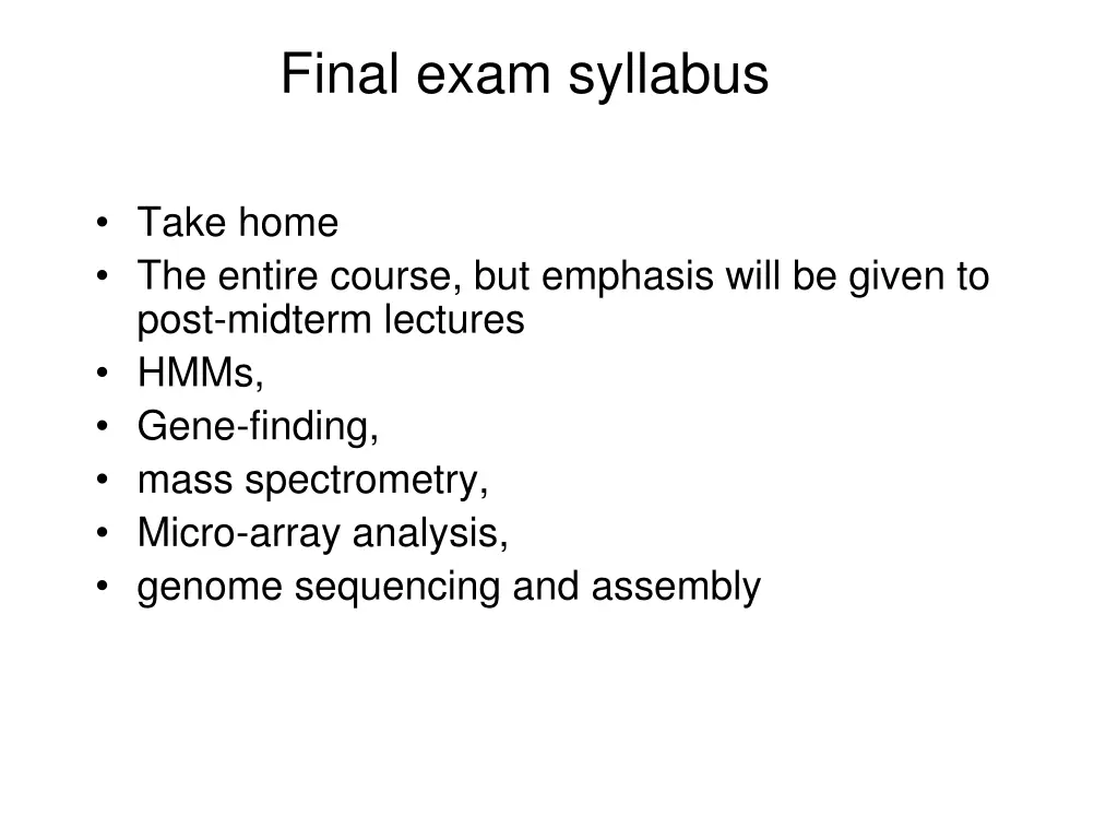 final exam syllabus