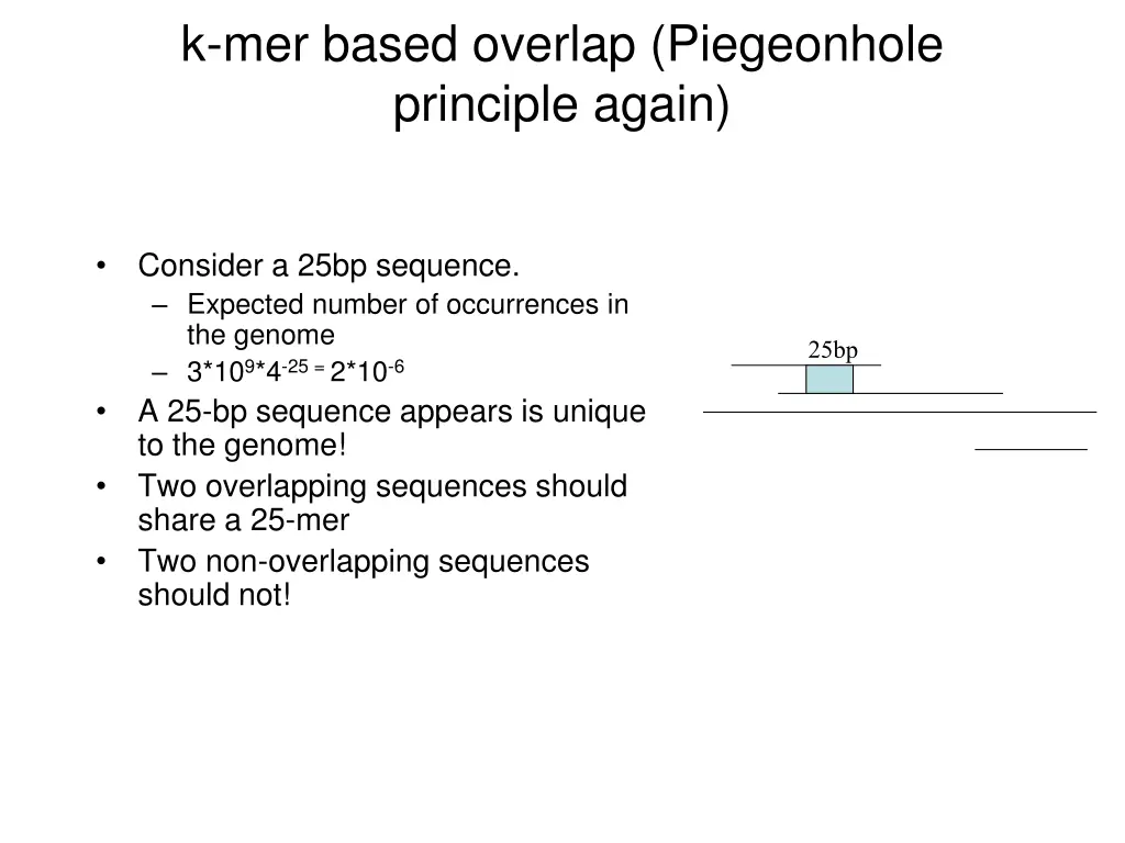 k mer based overlap piegeonhole principle again