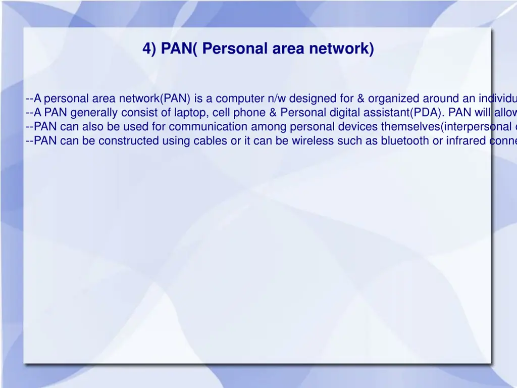 4 pan personal area network