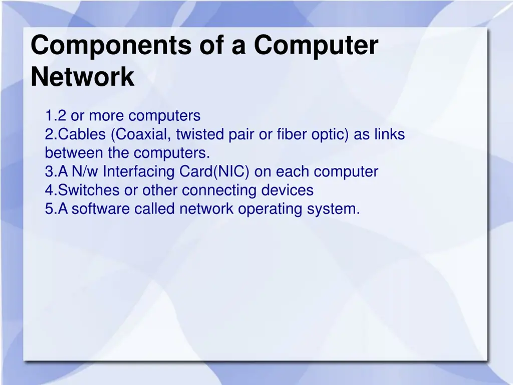 components of a computer network