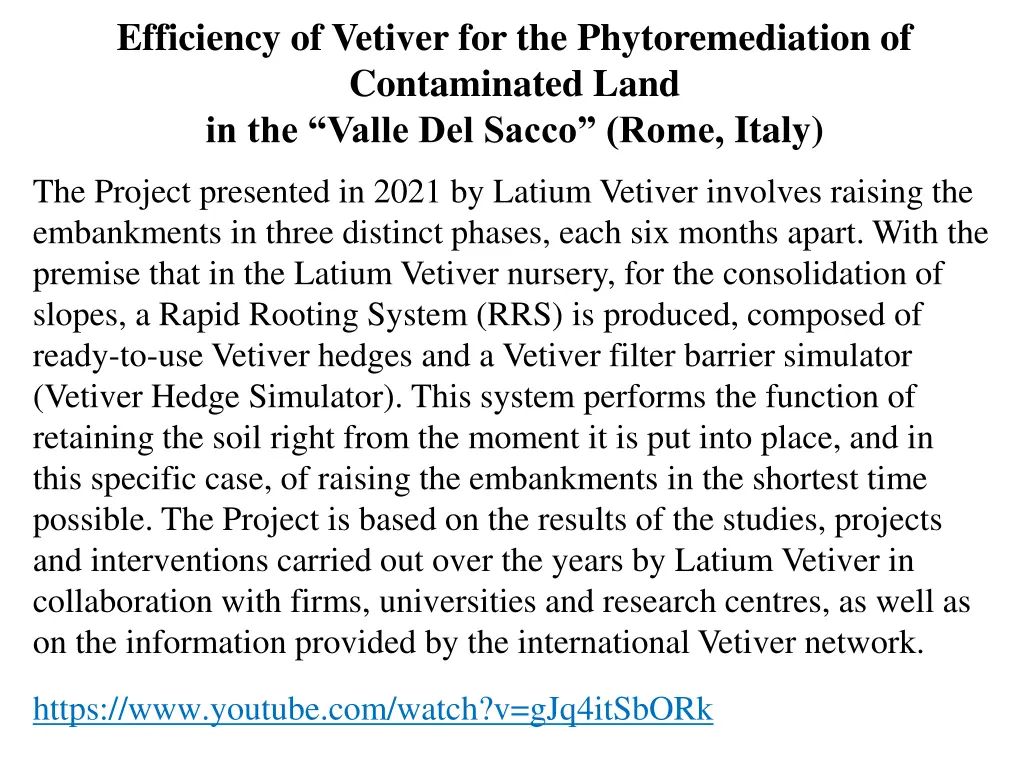 efficiency of vetiver for the phytoremediation
