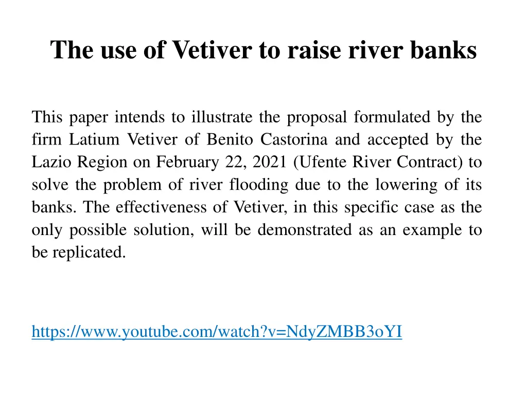 the use of vetiver to raise river banks