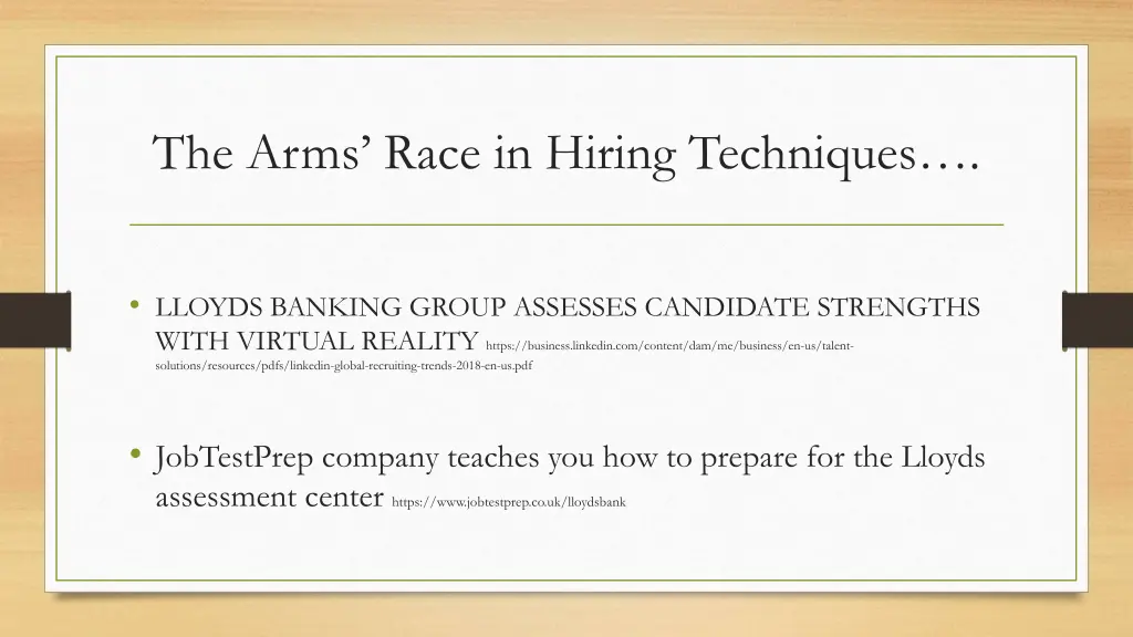 the arms race in hiring techniques
