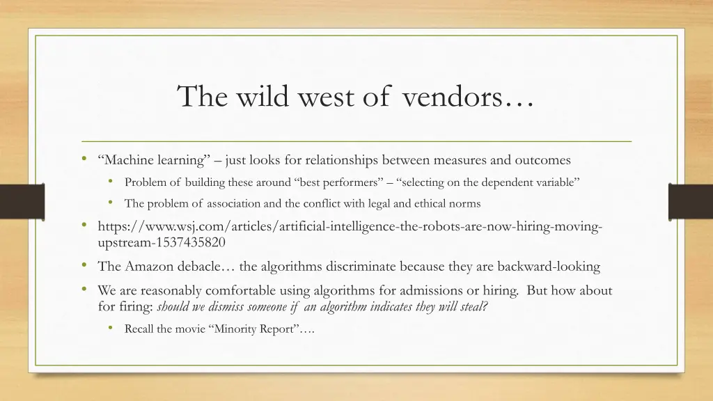 the wild west of vendors