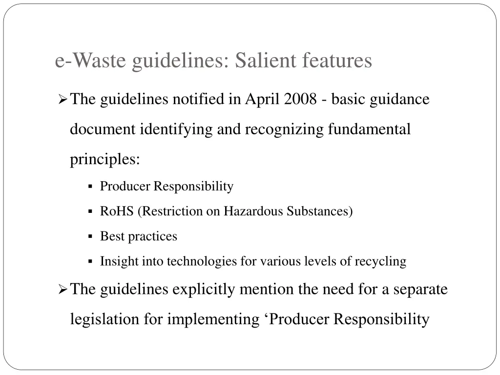 e waste guidelines salient features