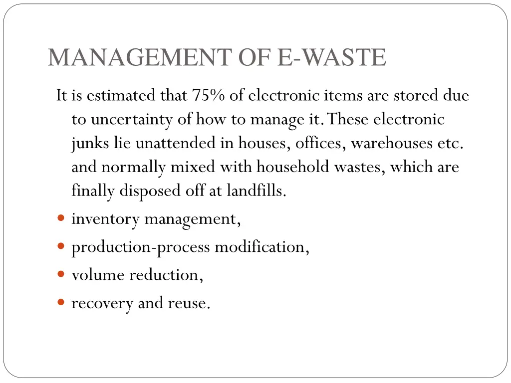 management of e waste