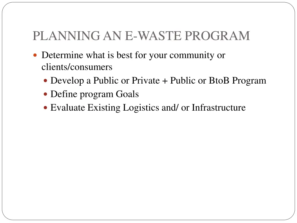 planning an e waste program