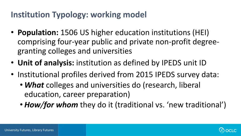 institution typology working model