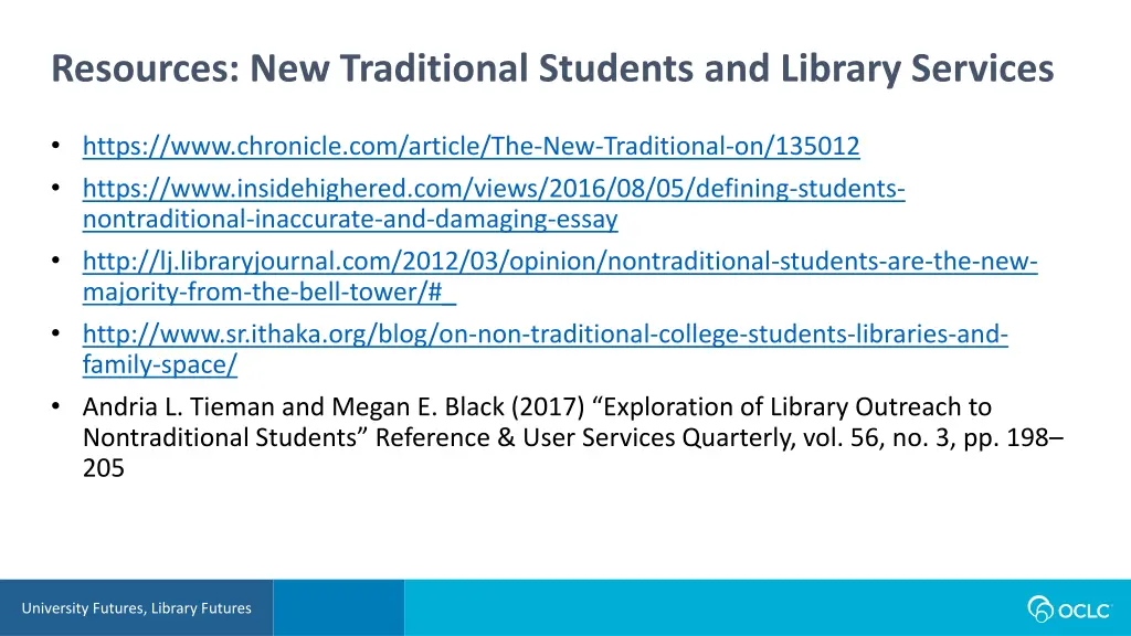 resources new traditional students and library