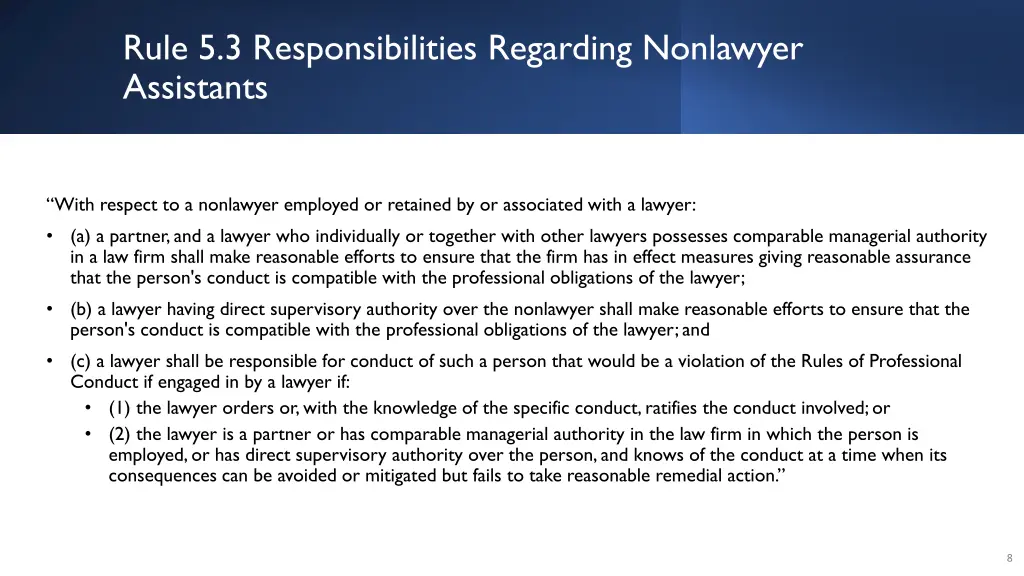 rule 5 3 responsibilities regarding nonlawyer