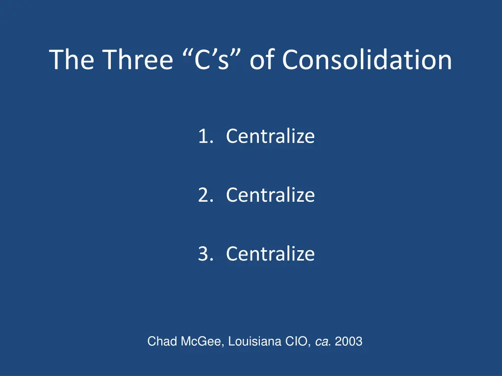 the three c s of consolidation