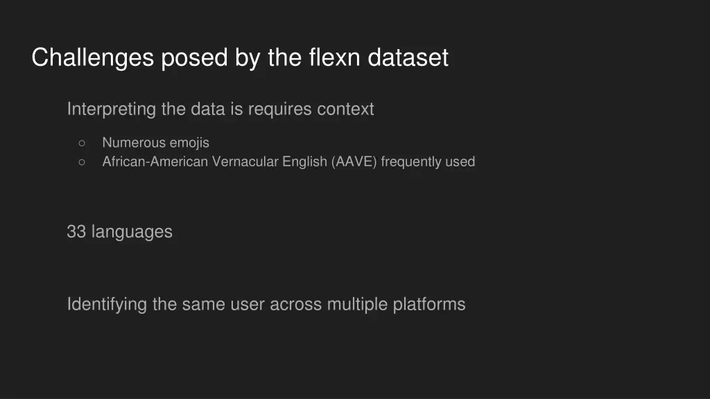 challenges posed by the flexn dataset
