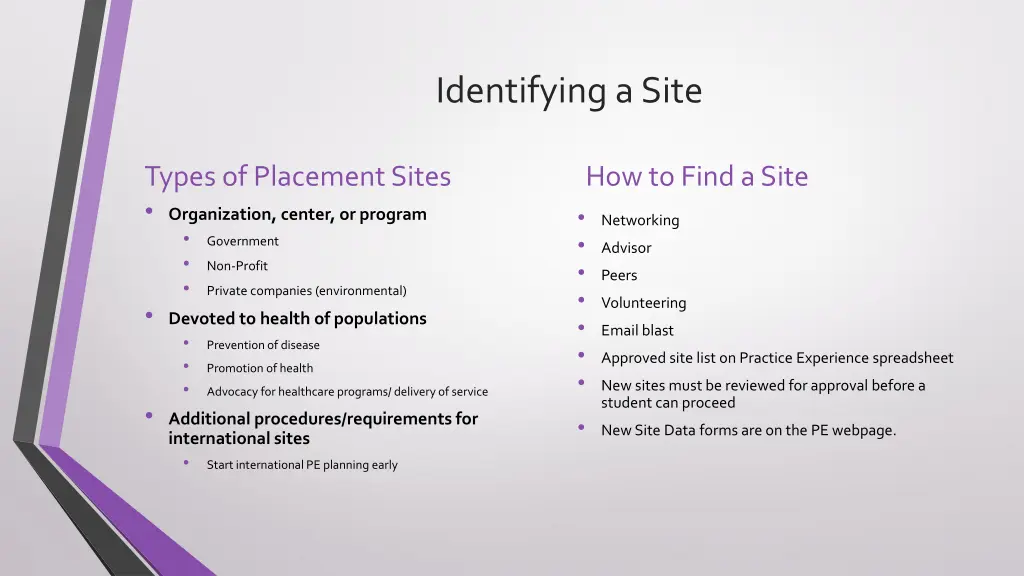 identifying a site