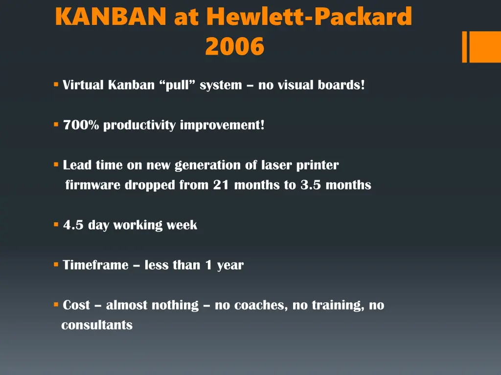 kanban at hewlett packard 2006