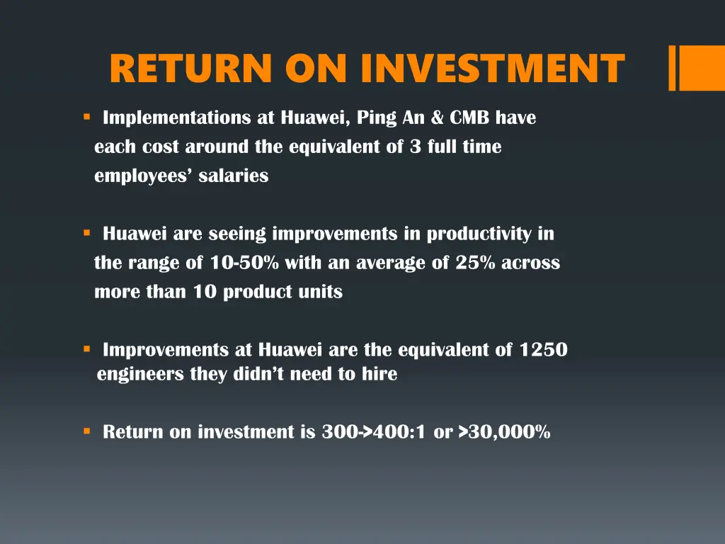 return on investment