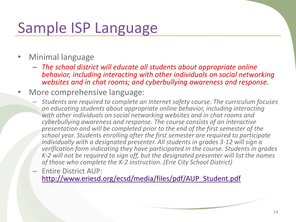 sample isp language