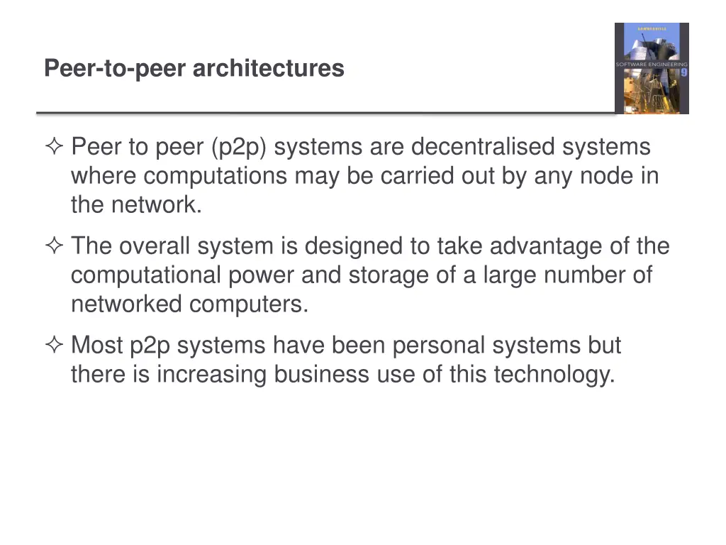 peer to peer architectures