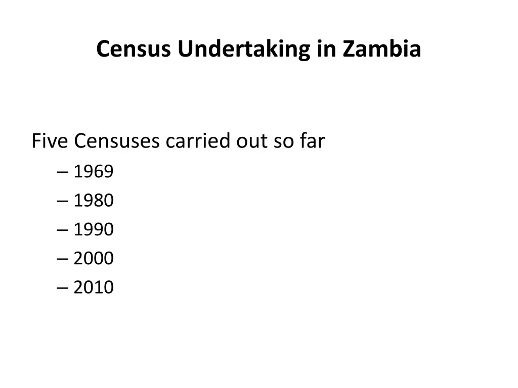 census undertaking in zambia