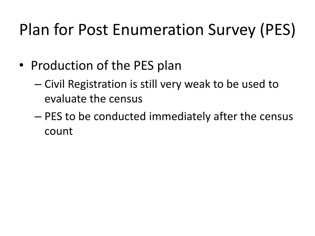 plan for post enumeration survey pes