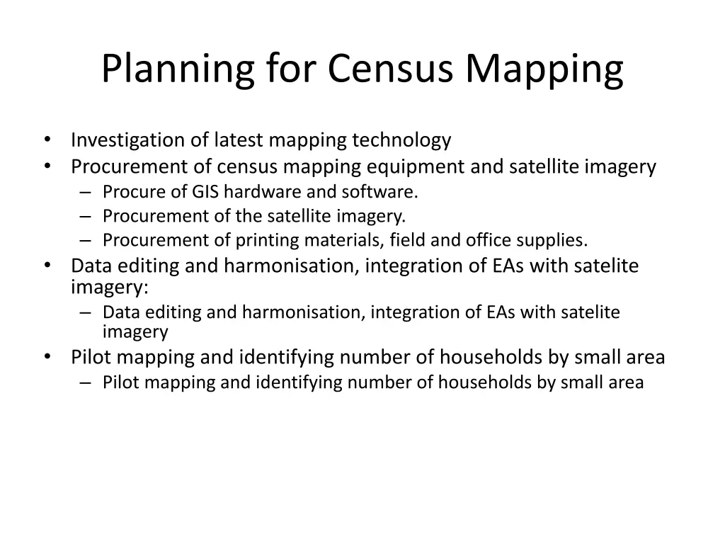 planning for census mapping