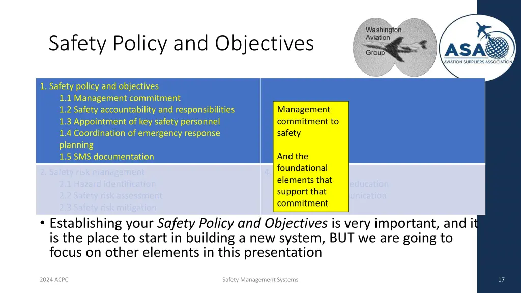 safety policy and objectives