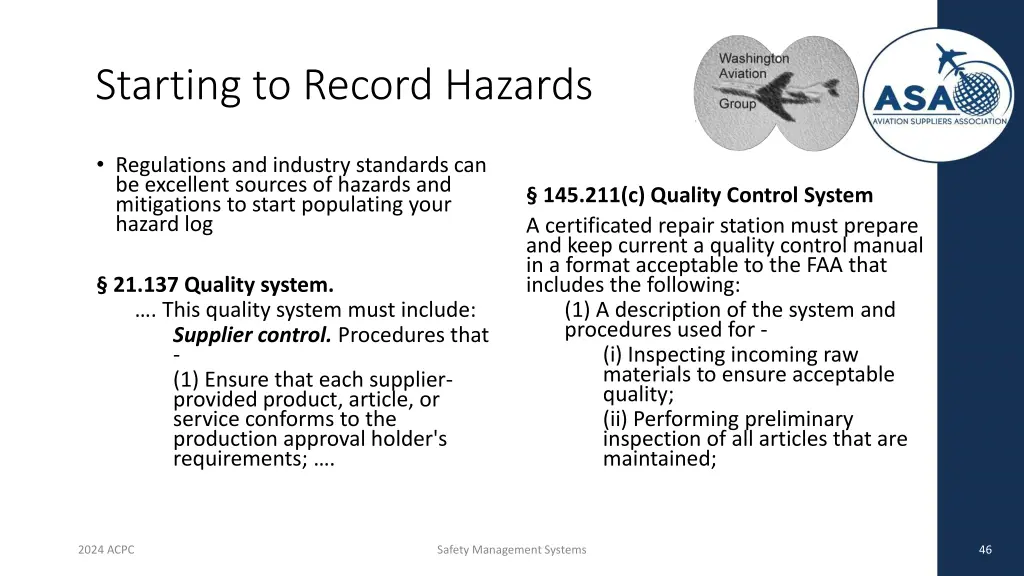 starting to record hazards