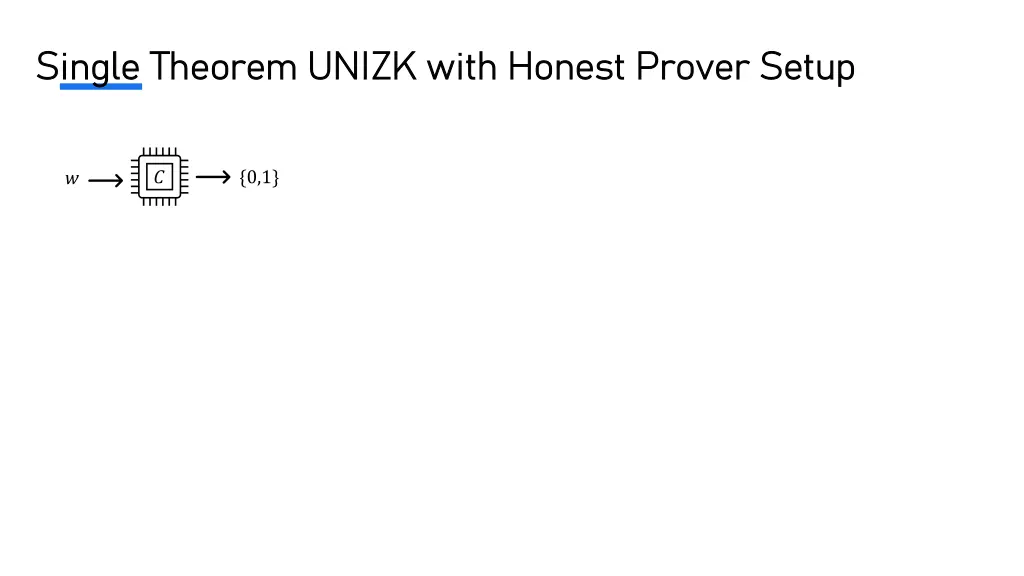 single theorem unizk with honest prover setup 1