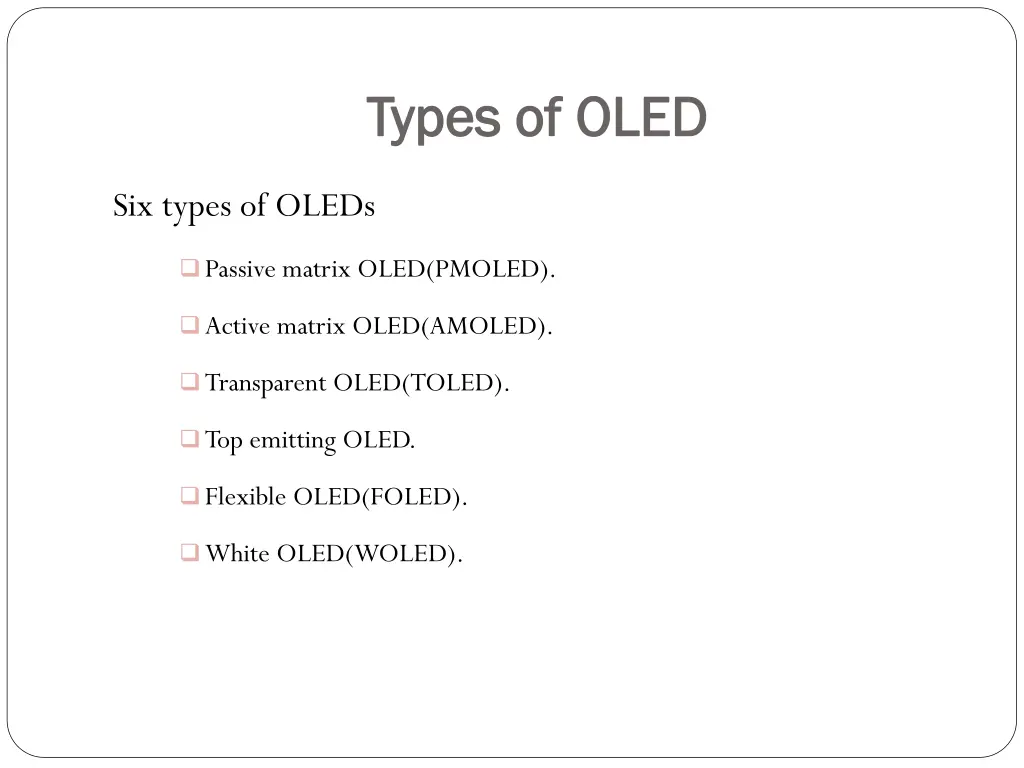 types of oled types of oled