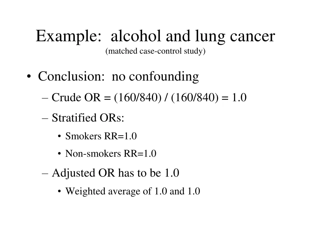 example alcohol and lung cancer matched case 2