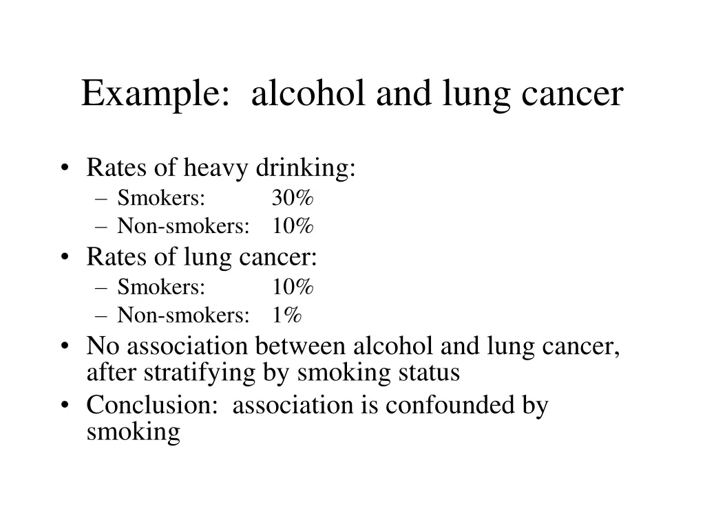 example alcohol and lung cancer