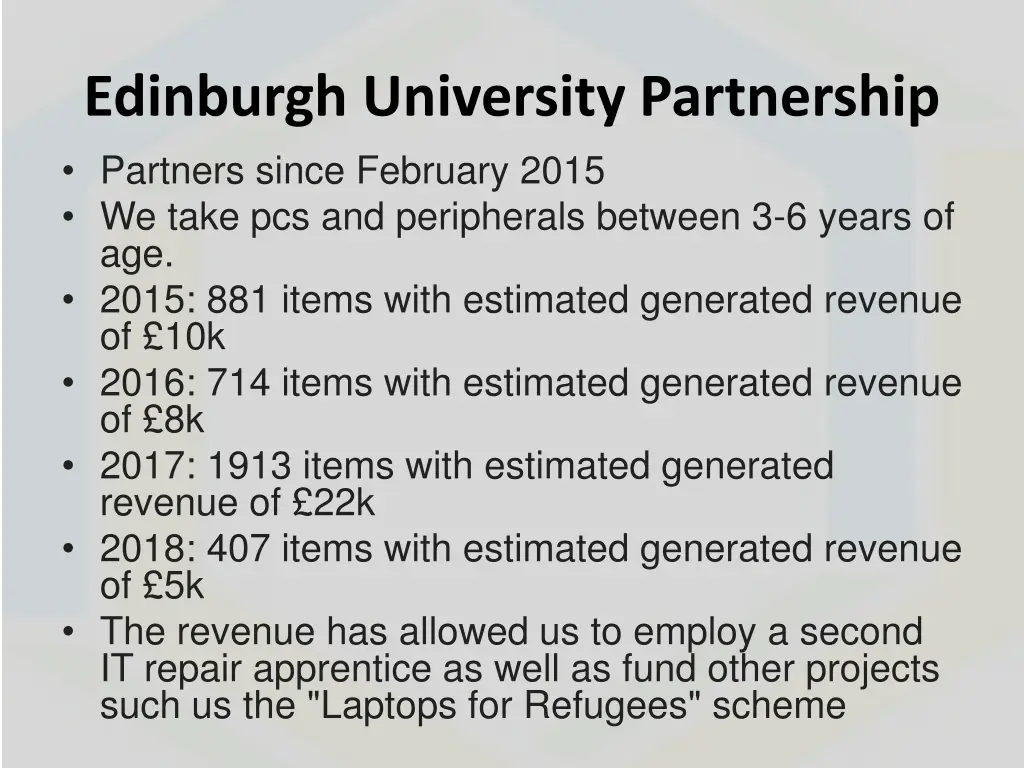 edinburgh university partnership partners since