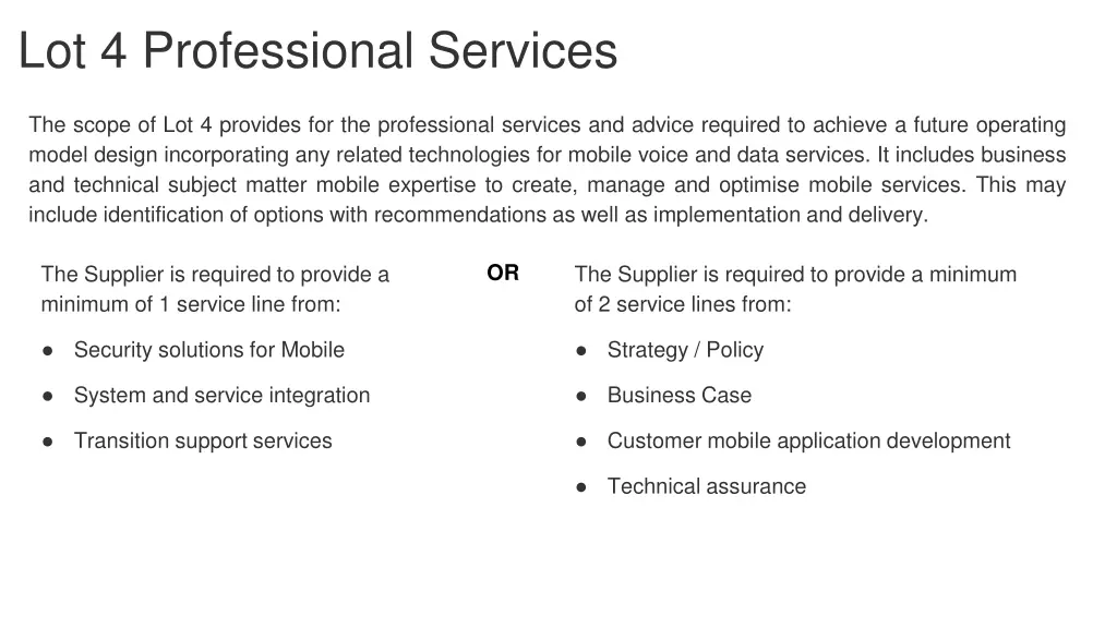 lot 4 professional services
