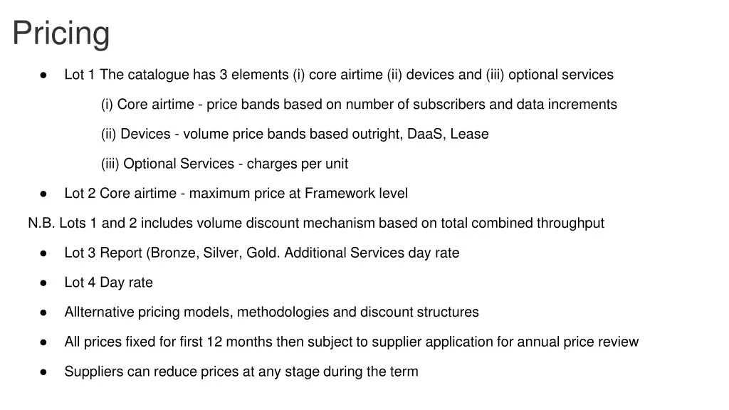 pricing