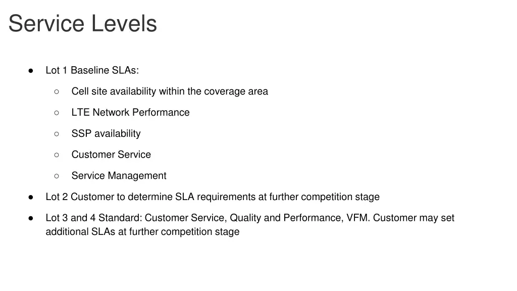 service levels