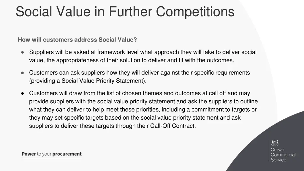 social value in further competitions